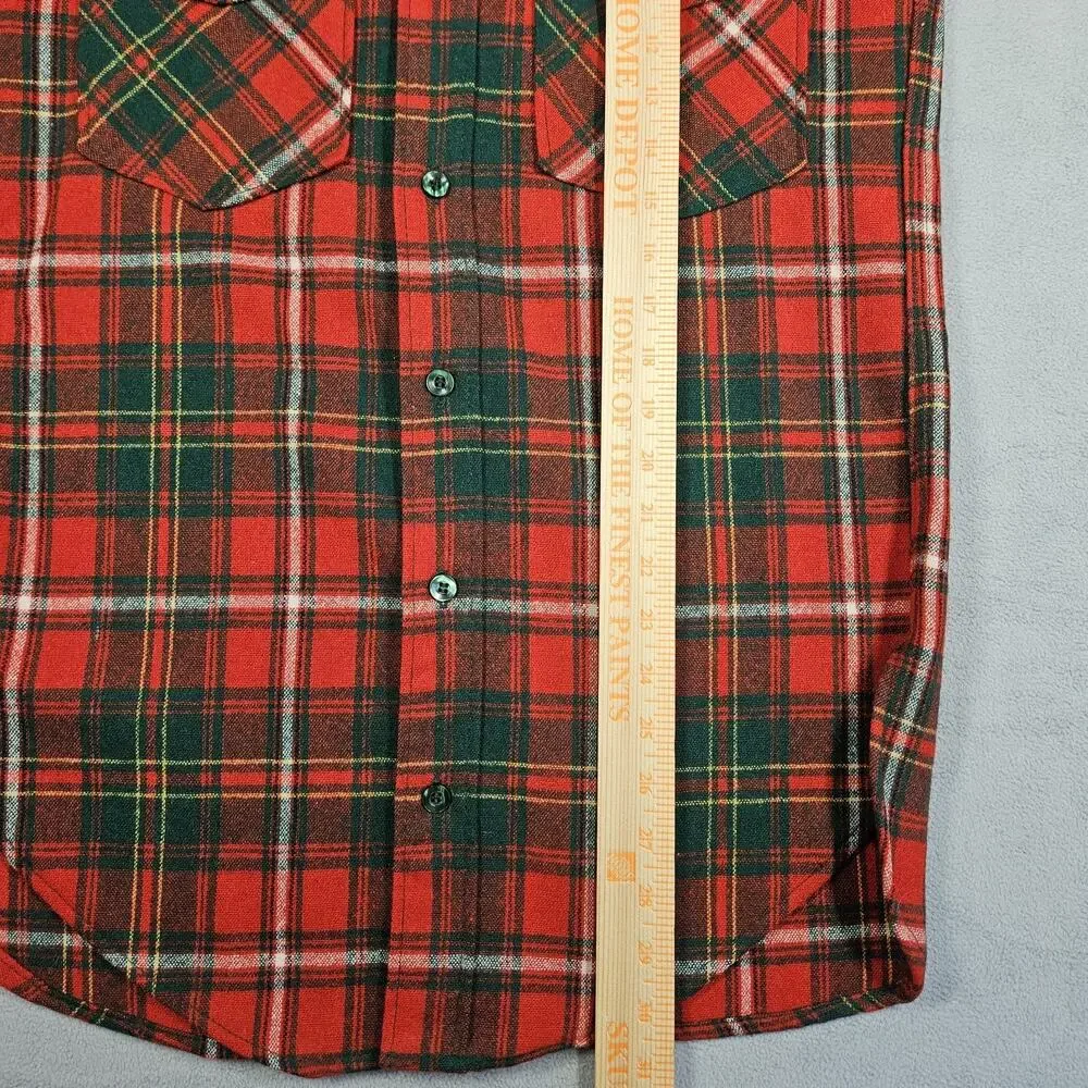 Vintage Woolrich Shirt Mens Small Button Down Wool Blend Shacket‎ Red Green USA